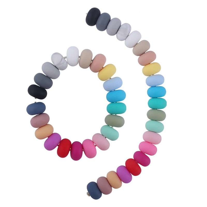 Decoendiy 100Pcs Loose Silicone Abacus Beads 15mm  Flat Round Shaped Chunky Beads  Silicone Spacer Beads  Large Hole Rubber Beads  for Adults DIY Bracelets Crafts Supplies (Mix) - Image 1